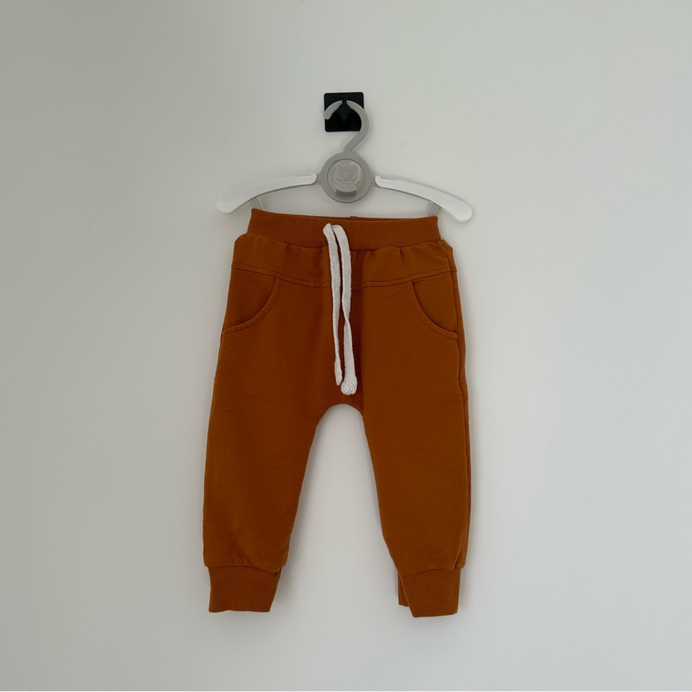 Kids Rust Brown Jogger Sweatpants with Drawstring